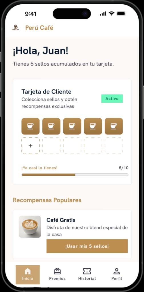 Tarjeta de cliente digital SellaApp visualizada en smartphone